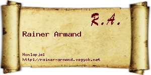 Rainer Armand névjegykártya
